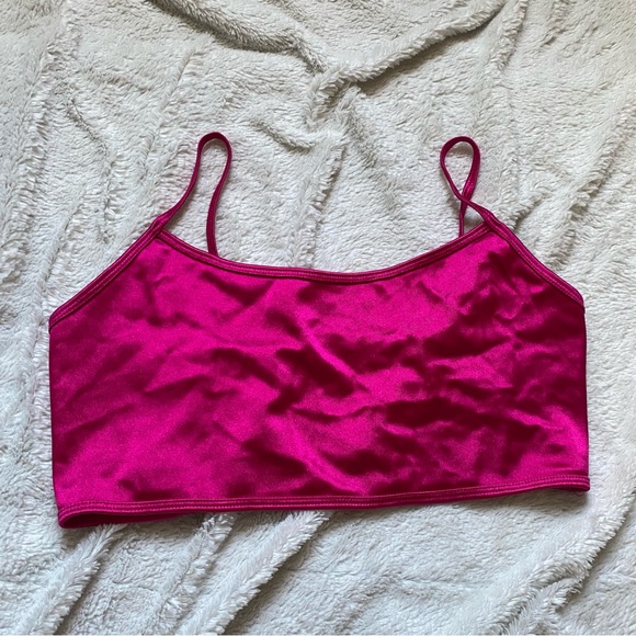 Pink cami / bralette / satin like pretty colour - Picture 1 of 5